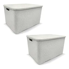 Kit 8 Caixas Organizadoras Rattan 20 Litros Branco Arqplast Foto mini 3