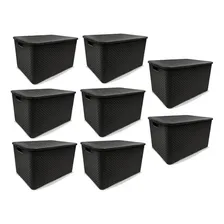 Kit 8 Caixas Organizadoras Rattan Preta 40 Litros Arqplast Foto  mini 1