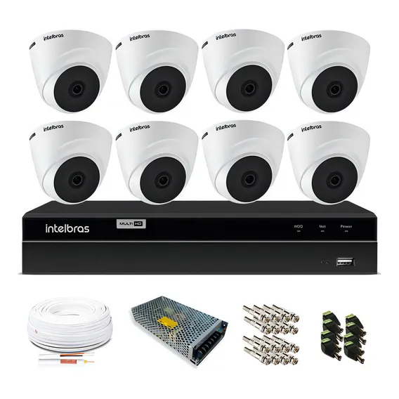 Kit 8 Camera De Segurança Dome 720p Dvr Intelbras 8 Canais Foto 1