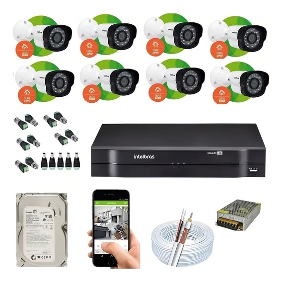 Kit 8 Câmeras Intelbras 1220b Full Hd Dvr Mhdx 8 Canais Foto 1