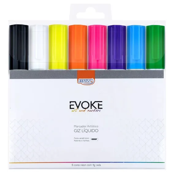 Kit 8 Caneta Giz Líquido Para Vidro Lousa Vitrine Carro Cor da tinta Colorido Foto 1