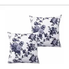 Kit 8 Capa Almofada Piquet Floral 45x45 Zíper Invisível Cor Azul Foto mini 1