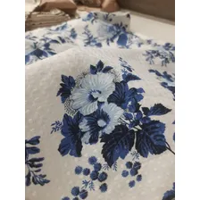 Kit 8 Capa Almofada Piquet Floral 45x45 Zíper Invisível Cor Azul Foto mini 2