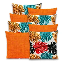 Kit 8 Capas Para Almofadas Gorgurinho Com Zíper 40x40 Costela Colorida Laranja Foto mini 1