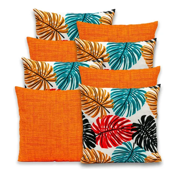Kit 8 Capas Para Almofadas Gorgurinho Com Zíper 40x40 Costela Colorida Laranja Foto 1