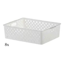 Kit 8 Cestas Organizadoras Quadratta Armário Maquiagem Caixa Cor Branco Foto mini 1
