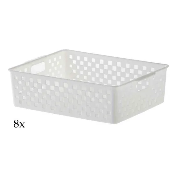 Kit 8 Cestas Organizadoras Quadratta Armário Maquiagem Caixa Cor Branco Foto 1