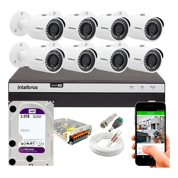 Kit 8 Câmeras Segurança Residencial Dvr Intelbras Full Hd Foto 1