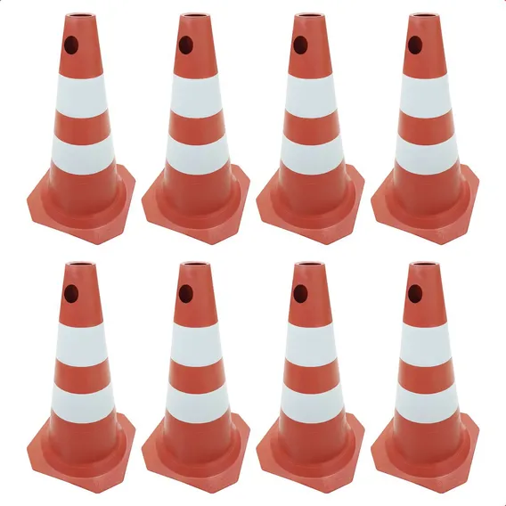 Kit 8 Cone De Sinalização Rígido 50cm Trânsito Segurança Cor Laranja Foto 1