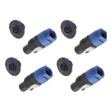 Kit 8 Conector Plug Speakon Macho/fêmea 4 Polos Painel Linha Foto mini 2