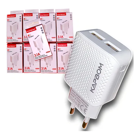 Kit 8 Fonte Carregador Turbo P/ Celular Usb Atacado Cor Branco Foto 1
