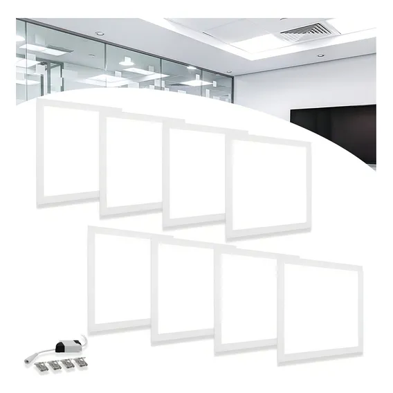 Kit 8 Luminária Led RY Painel Plafon Embutir Branco-frio 40w 40x40 Embutir Bivolt Luz Frio 110v/220v Foto 1