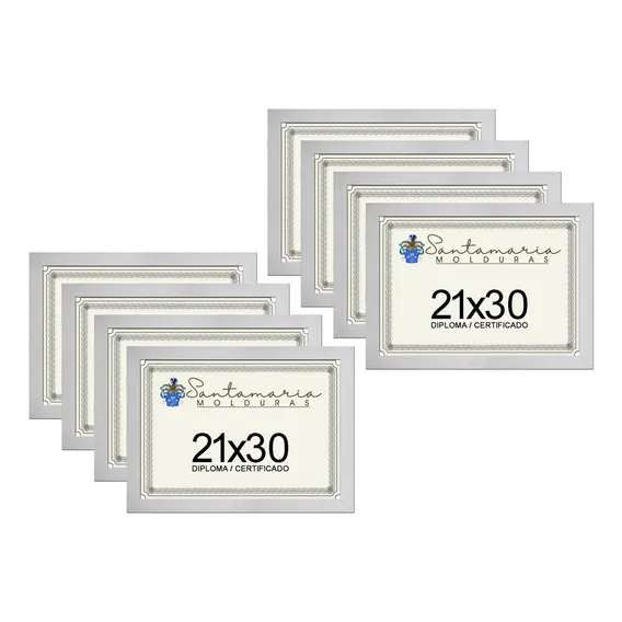 Kit 8 Molduras Porta Diploma Certificado A4 21x30 Branco Liso Foto 1