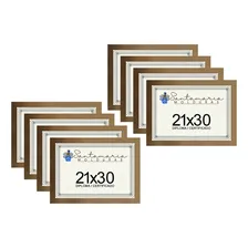 Kit 8 Molduras Porta Diploma Certificado A4 21x30 Dourado Liso Foto  mini 1