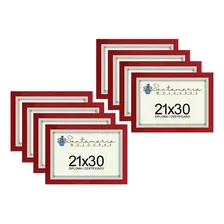 Kit 8 Molduras Porta Diploma Certificado A4 21x30 Vermelho Liso Foto  mini 1