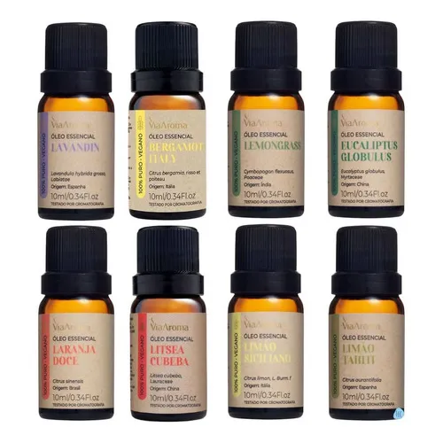 Kit 8 Óleo Essencial Puro Via Aroma 10ml Aromaterapia Foto 1