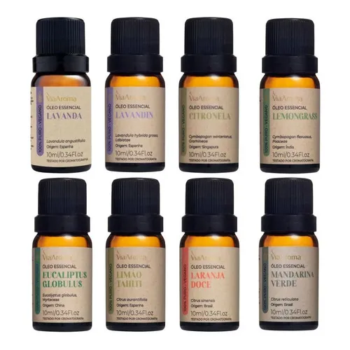 Kit 8 Óleo Essencial Via Aroma 10ml Aromaterapia 100% Puro Foto 1
