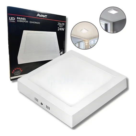 Kit 8 Painel Led Avant Sobrepor Quadrado 24w Branco Frio 110v/220v Foto 1