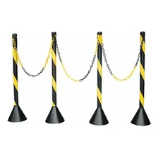 Kit 8 Pedestal Organizador Filas + 20 Mts Corrente Plástica Fita Amarela E Preta Pedestal Amarelo E Preto Foto mini 3