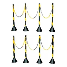 Kit 8 Pedestal Organizador Filas + 20 Mts Corrente Plástica Fita Amarela E Preta Pedestal Amarelo E Preto Foto mini 1