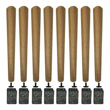Kit 8 Pés Palito 35cm Castanho + 8 Bases Fixação P/ Móveis Foto  mini 1