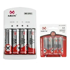 Kit 8 Pilhas Recarregável Aa Carregador De Pilha Mox Bivolt Foto  mini 1