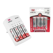 Kit 8 Pilhas Recarregável Aa Carregador De Pilha Mox Bivolt Foto mini  2