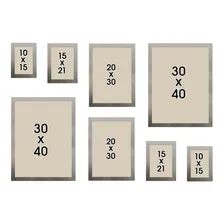 Kit 8 Porta Retratos Painel Parede Prateado Liso Foto mini 4