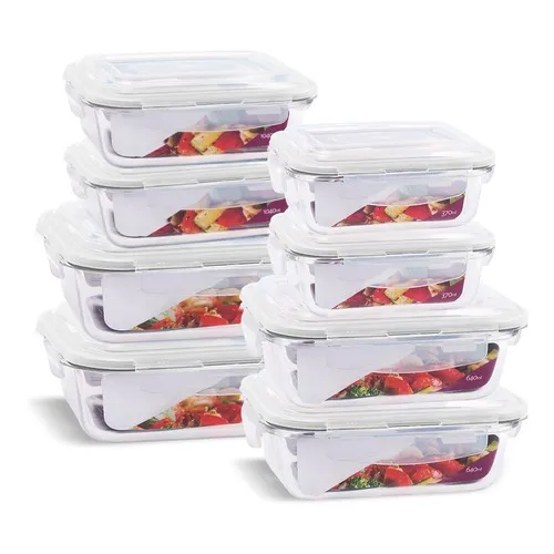 Kit 8 Potes Vidro Hermético Marmita Tampa Tamanhos Variados U4home Foto 1