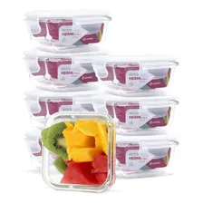Kit 8 Potes Vidro Hermético Trava Quadrado 320ml Marmita Cor Branco (cl) Foto  mini 1