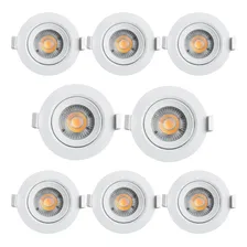 Kit 8 Spot Led Redondo Direcionável Embutir 3w Luz Amarela Foto  mini 1
