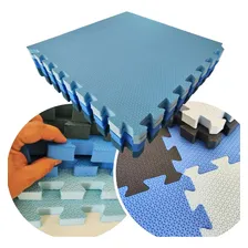 Kit 8 Tapete Tatame 2m² 50x50x2cm Grosso Eva Menino Criança Cor tons de azul Texturizado Foto mini 1