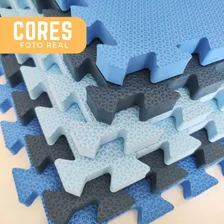Kit 8 Tapete Tatame 2m² 50x50x2cm Grosso Eva Menino Criança Cor tons de azul Texturizado Foto mini 4