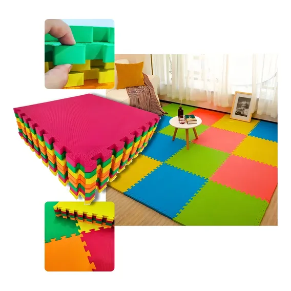 Kit 8 Tatame Tapete Eva Grosso Piso Luta Yoga 50x50 Cm 20mm Cor Colorido Foto 1