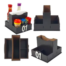 Kit 8 Unid Porta Guardanapo Molhos Sachês + Númeração Mdf Foto mini 1