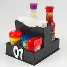 Kit 8 Unid Porta Guardanapo Molhos Sachês + Númeração Mdf Foto mini 3