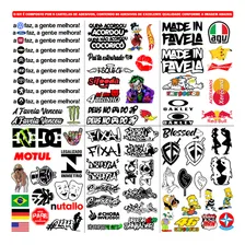 Kit 80 Adesivos Carro Moto Caminhão Bike Variados 6 Cartelas Foto mini 3