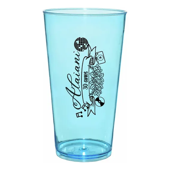 Kit 80 Copos Festa Caldereta 390ml AcrÃlico Personalizados Cor Azul Foto 1