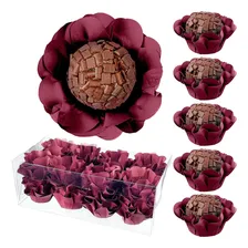 Kit 80 Forminhas Doces Finos Flor Luxo Casamento Aniversario Cor Marsala Foto  mini 1