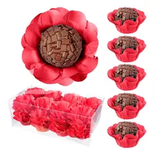 Kit 80 Forminhas Doces Finos Flor Luxo Casamento Aniversario Cor Vermelho Foto mini 1