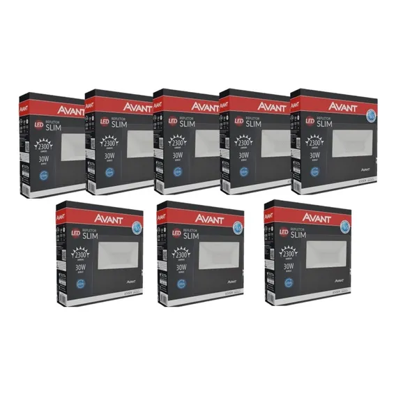 Kit 8x Refletor Slim Avant 30w Luz Branco Frio 6500k Bivolt Foto 1