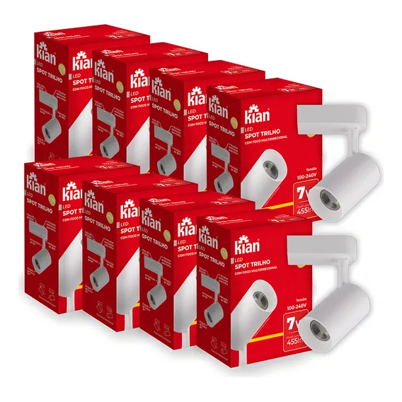 Kit 8x Spot Branco Kian Led P/ Trilho Eletrificado 7w 3000k Foto 1
