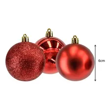 Kit 9 Bolas De Natal Brilhante, Fosca E Gliter Vermelha 6cm Foto mini  2