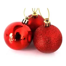 Kit 9 Bolas De Natal Brilhante, Fosca E Gliter Vermelha 6cm Foto mini  3
