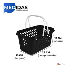 Kit 9 Cesta Cestinha Plástica Supermercado Compra 3l C/ Alça Cor Preto Foto mini 3