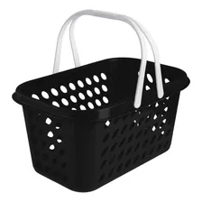 Kit 9 Cesta Cestinha Plástica Supermercado Compra 3l C/ Alça Cor Preto Foto mini 2