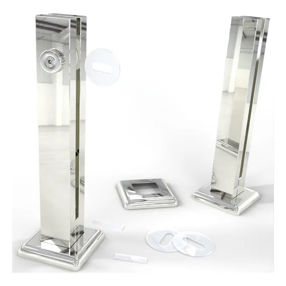 Kit 9 Coluna Torre Inox Polida 30cm 1 Furo Perfil Reforçado Foto 1