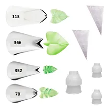 Kit 9 Peças Bicos Folha Adaptadores Sacos Wilton Mago Foto mini 2