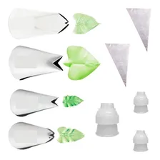Kit 9 Peças Bicos Folha Adaptadores Sacos Wilton Mago Foto mini 1