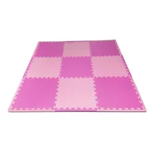 Kit 9 Tatame Tapete Eva 50x50x2cm Bordas 20mm BebĂȘ Rosa Foto mini 1